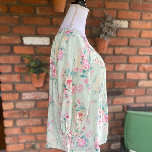 LC Lauren Conrad Square Neck Floral Peasant Top - Picture 3 of 5